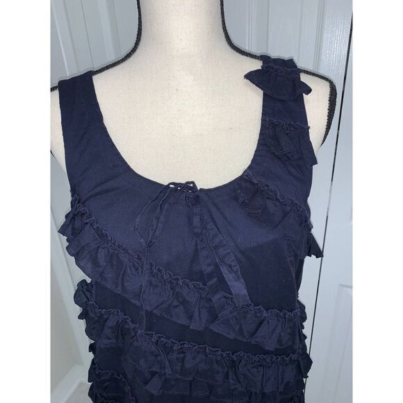 J. Crew Ruffled Sleeveless Navy Dress- S/M - Picture 6 of 7
